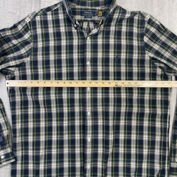 Polo Ralph Lauren XL Green/Blue Plaid Classic Fit Long Sleeve EUC Button Down O - Picture 8 of 10